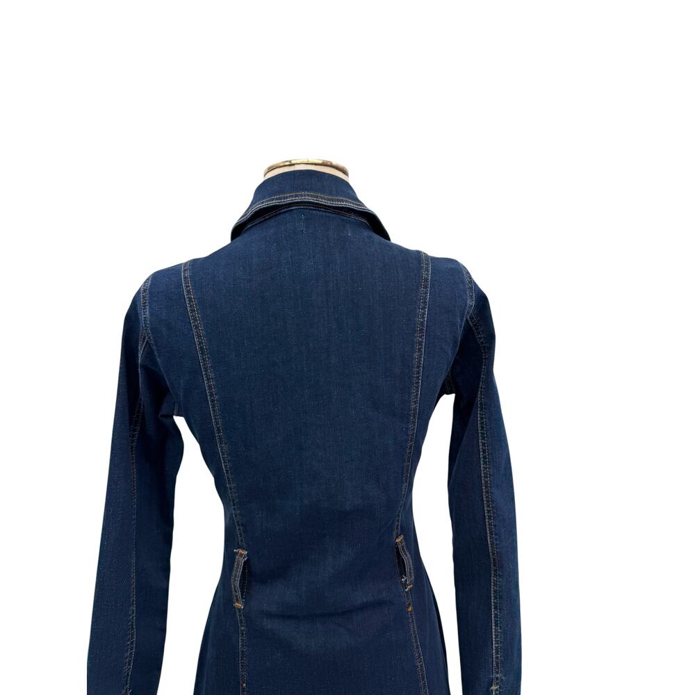 Karen Millen Dark Wash Denim Midi Shirt Dress Button Front Long Sleeve US 2 - Picture 7 of 11